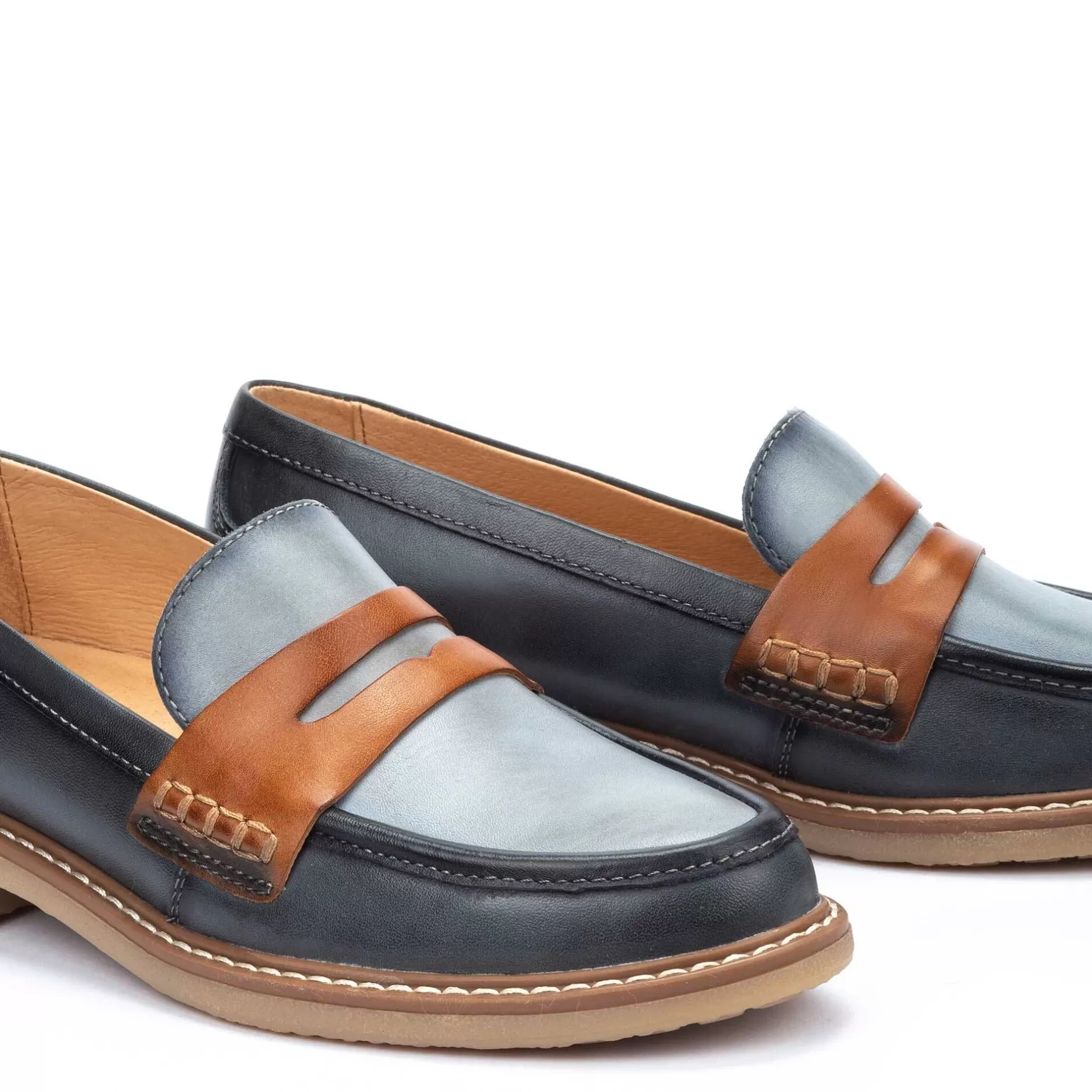 Mocasines*Pikolinos Aldaya | Mocasin De Senora Bicolor Con Antifaz