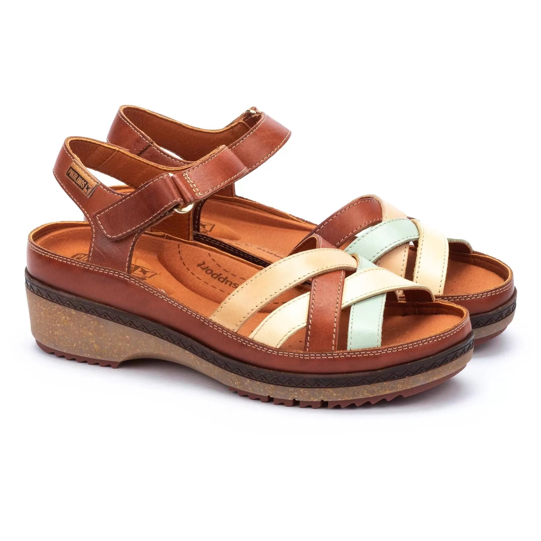 Cuñas Y Plataformas*Pikolinos Granada | Sandalias De Mujer Con Tiras Multicolor